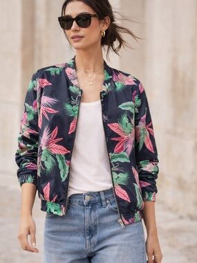GAP Reversible Tropical Bomber Jacket | Pineapple Floral Print | Size Small NWT